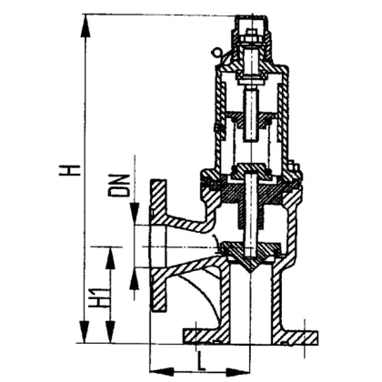 Клапан предохранительный бронзовый угловой штуцерный ДУ20 Ру6,5 ч.